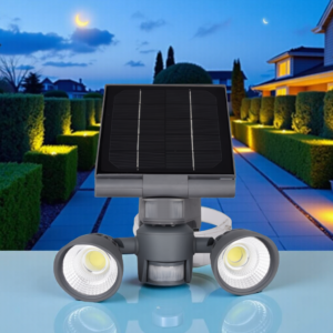 The CAM Solar Security Light with twin adjustable COB heads.