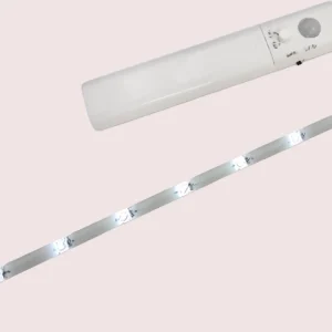 A Motion Sensor Battery LED Strip for automatic closet lighting.