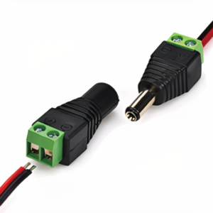 A pair of male and female Screw-Terminal DC Power Connectors.
