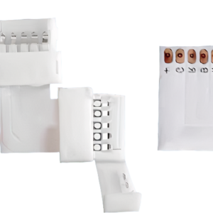 A white Solderless L-Shape LED Corner Connector for creating clean 90-degree turns.